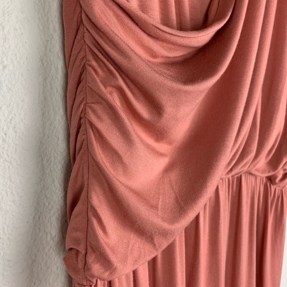 REMAIN Romantic Blush Asymmetrical Wrap style rich blush pink stretch Dress Sz L - Picture 5 of 10